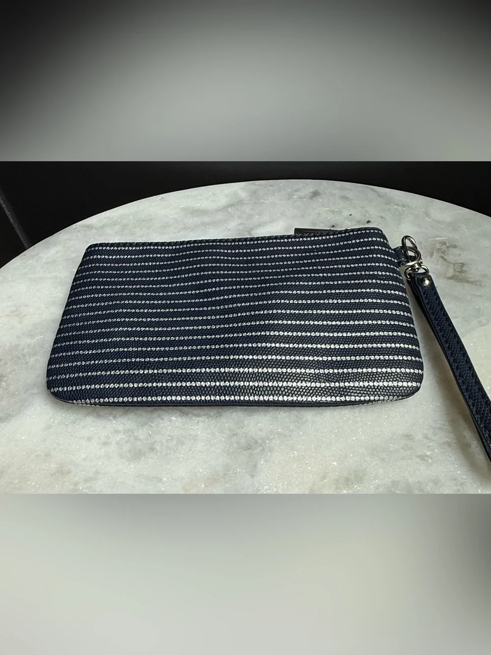 Express Navy and White Striped Wristlet Clutch